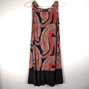 RN Studio Ronni Nicole Paisley Dress Women S Sleeveless Black Red Print Summer
